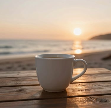 A steaming cup of Necocya café with a backdrop of Guanacaste’s blue skies.