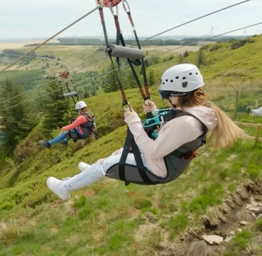 people on the tower zipline 