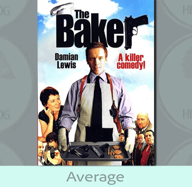 Film poster the baker 3 star average, A man holding a bbq tray