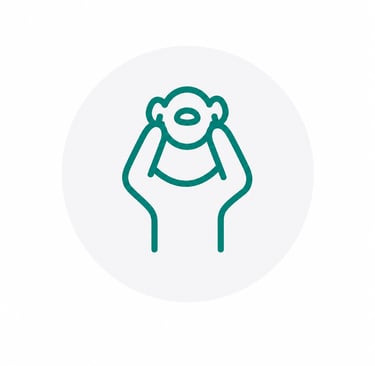 A green line icon of a person covering their ears representing hearing protection or noise sensitivity.