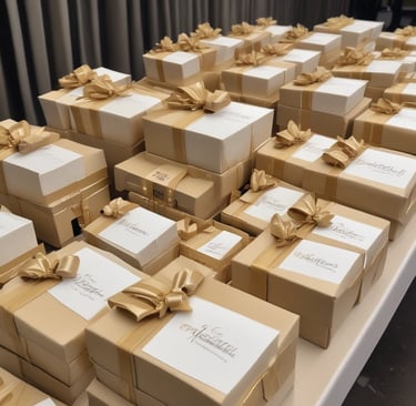 Premium executive gift boxes featuring tech gadgets and stylish accessories with embossed logos.