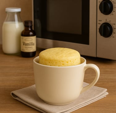 Vanilla mug cake in mug