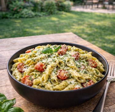 Creamy pesto pasta