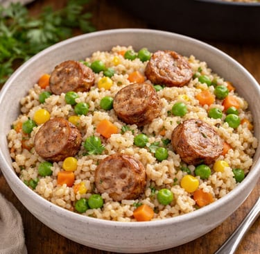 Budget sausage and rice dinner