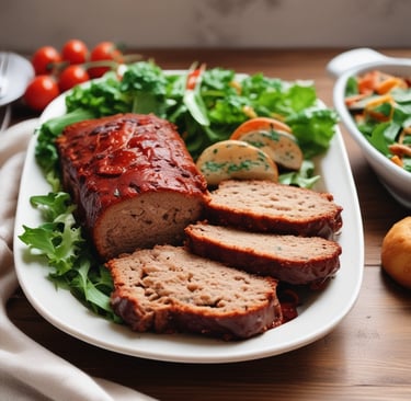 Classic homemade meatloaf sliced and served on a plate, a cozy family dinner favourite