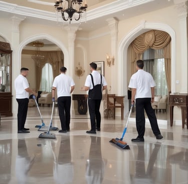 Our technicians performing routine maintenance in a modern Dubai office