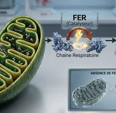 Schéma expliquant le rôle du fer au sein de la mitochondrie