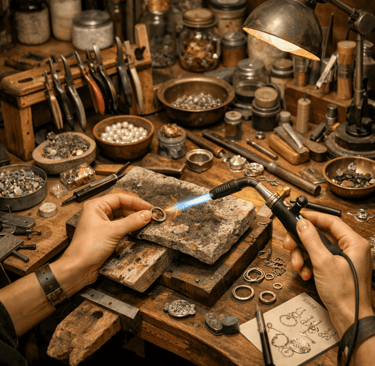 taller de joyería artesanal con un ambiente cálido y muy auténtico.