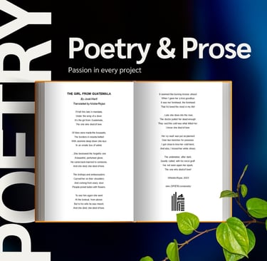 the image is titled POETRY and includes an open book with a poem