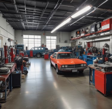 a large room with many different types of equipment