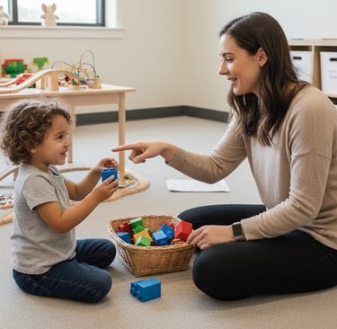 Young child engaged in EIBI intervention with a therapist