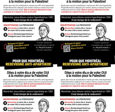 bilingual flyer for montréal anti-apartheid