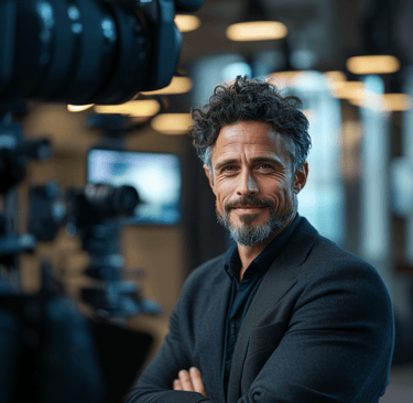 Professional standing out clearly in a crowded business environment