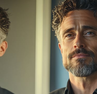 professional stepping away from corporate job toward creative personal brand future