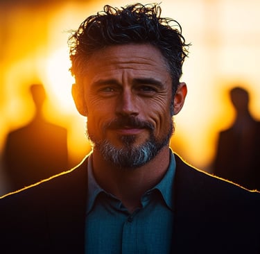 A faceless crowd of experts fading into the background while one bold personal brand stands out.
