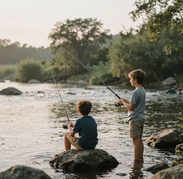 a couple of men standing next to each other on a bridge