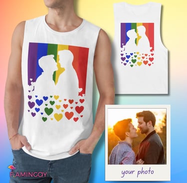 gay pride flag tank with custom gay couple photo