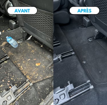 Avant après nettoyage voiture intérieur 