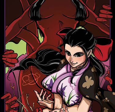 "Nico Robin's Card". Fan art du personnage de Robin (une de mes préférées ^_^) dans l'univers One Piece. Arc de Wano.
