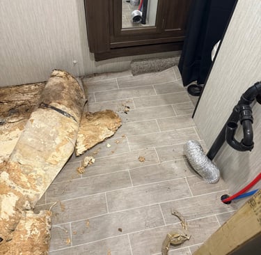 rv floor with water damage