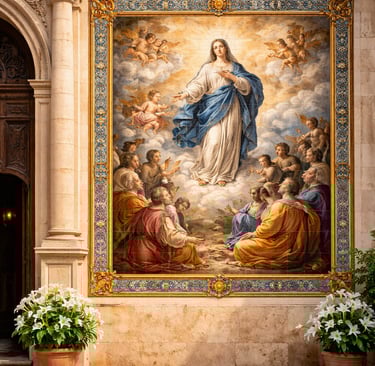 Mural de azulejos religioso