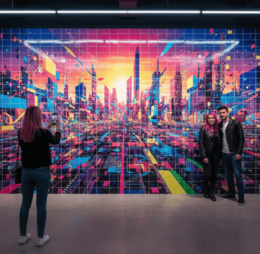 Pared de azulejos de centro comercial