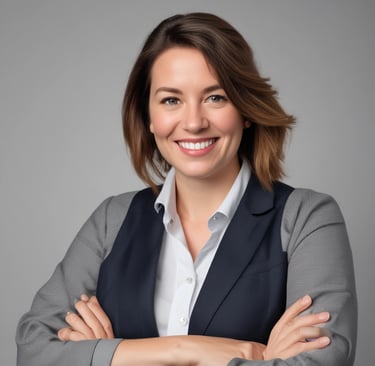 Portrait of a smiling woman in a modern office setting