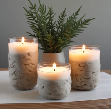 An elegant display of various handcrafted stone candle vessels.