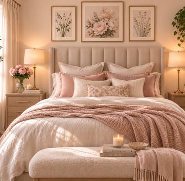 feminine bedroom headboard ideas with tall upholstered linen headboard in ivory
