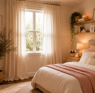 girly bedroom curtain ideas with floor length linen panels