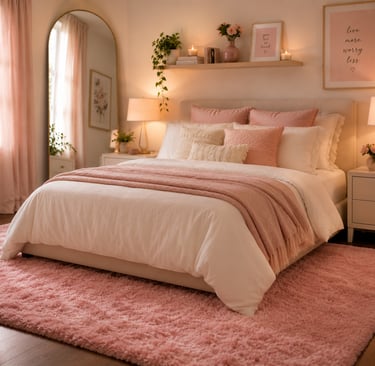  girly bedroom rug ideas with pink plush rug under bed