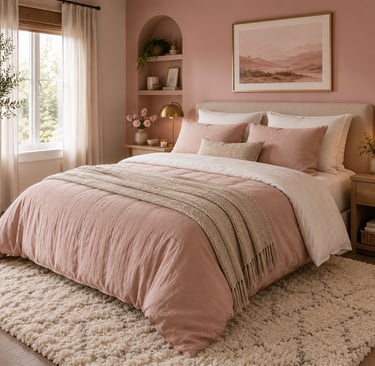 pink bedroom rug ideas with plush neutral rug under bed