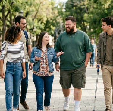 Jóvenes muy diversos relacionándose