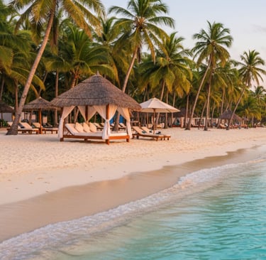 photo plage avec des transats