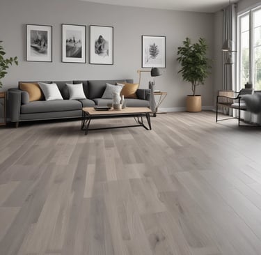 Close-up of durable LVP flooring with natural wood grain texture in a sunlit room.