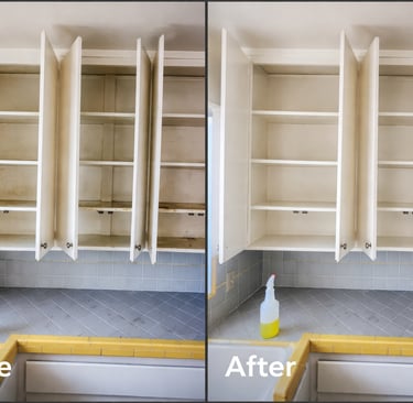 MC Cleaning Services before and after cabinets cleaned - San Diego Deep Cleaning