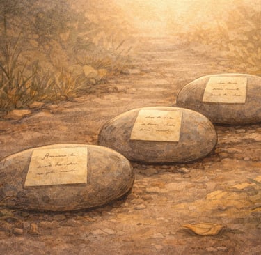 Camino con piedras que simbolizan un proceso suave de tres días para recuperar el equilibrio emocional sin presión