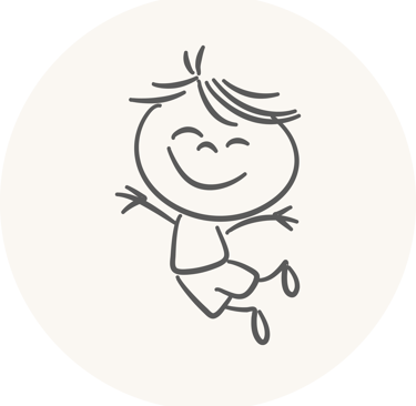 a child's drawing of a boy jumping in the air