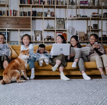 family time together but everyone is on their phone or laptop