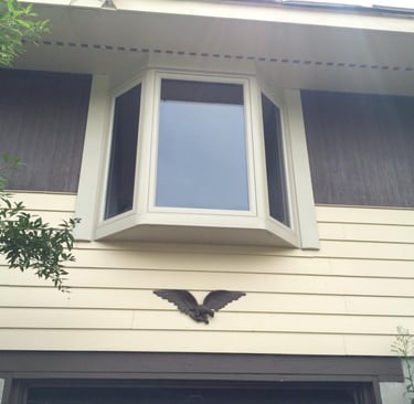 Beige 45 degree bay window