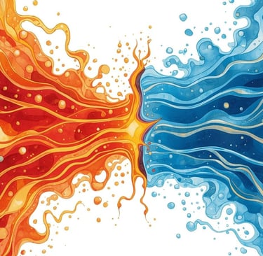 graphic image of red and blue energy flow clashing in the middle