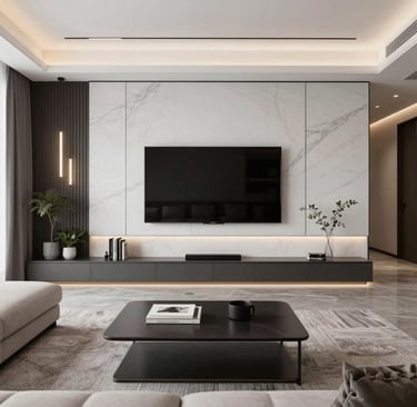 Interior shot of a spacious living room with modern furnishings and natural light.