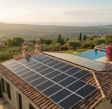 Müstakil ev ve villa için çatı GES sistemi.