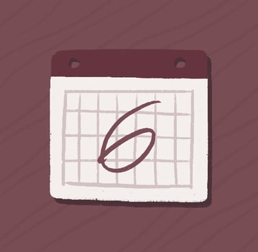 Illustration showing a calendar page with a big number 6