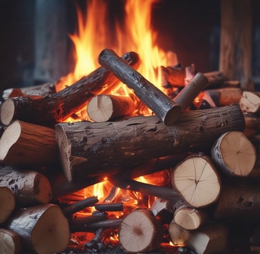 A friendly staff member at Teesdale Gas Supplies answering a phone call in a cozy shop filled with gas bottles and firewood.