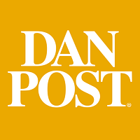 dan post logo on a yellow background