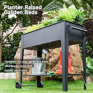 Elevate 32" Tall Raised Garden Bed Outdoor with Wheels & Shelf