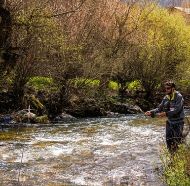 Guia de pesca en un río de León, España