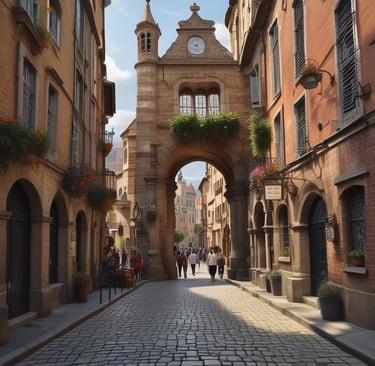 empty hallway between concrete buildings during daytime
