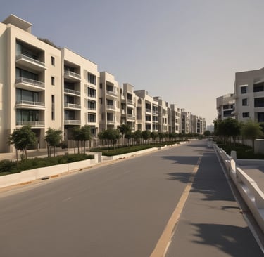 A green plot of land bordered by trees with a clear sky, ready for development.
